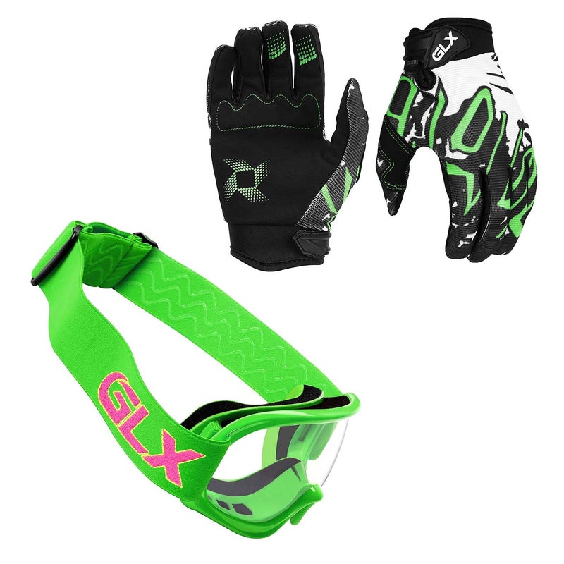 GLX GX623 Youth ATV/Dirt Bike Helmet Combo - Retro Green, X-Large - DOT - Image 5